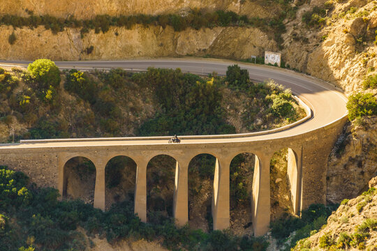 Road and viaduct from Granatilla viewpoint, Spain