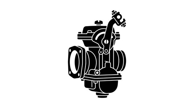 Detailed motorcycle engine carburetor silhouette.