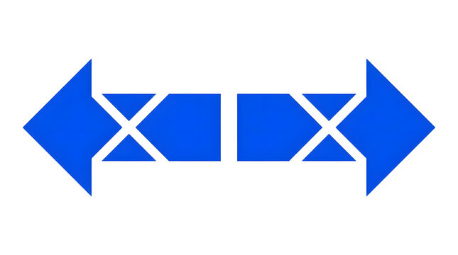Blue abstract arrows pointing in opposite directions with directional