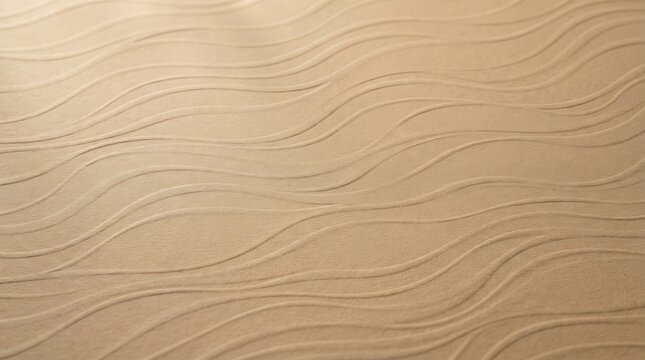 Close-up view of a light brown textured surface with numerous parallel wavy lines creating an abstract ripple pattern.