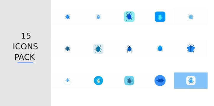 Blue Flat Bug Icon &ndash; Solid Blue Vector Symbol for Apps, Websites, UI Kits, Mobile Interfaces, Presentations, Infographics and Modern Digital Design Projects