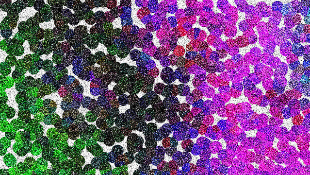 Abstract digital glitch art background with pixelated squares in vibrant colors