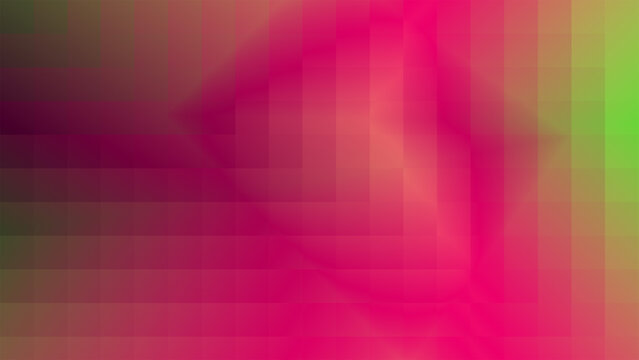 Abstract geometric pixel art background with vibrant pink and green gradient colors