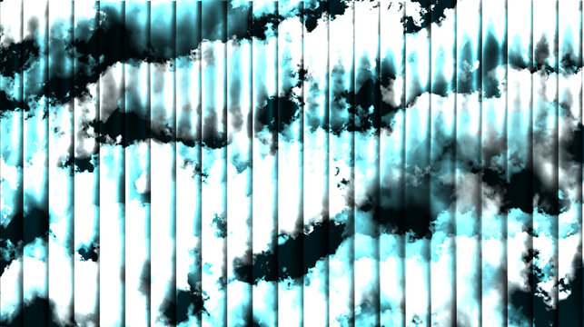 Abstract vertical stripes pattern with blue and black ink splashes