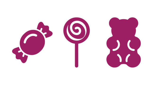 Candy and confectionery vector icons set for sweets and treats concept with confectionery lollipop illustration colorful snacking confection sugarcoated