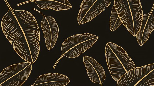 Elegant Banana Leaf Pattern with Subtle Motion on Dark Background