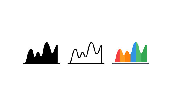 Minimalist area chart icon set, business data graph symbols, colorful financial analytics progress diagram on white background