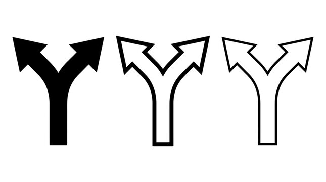 Arrow split vector icons showing divergence and direction choice