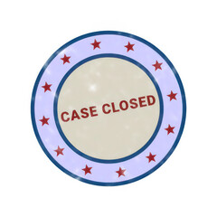 Fototapeta premium Closed case badge with red text on colorful background isolated on transparent background