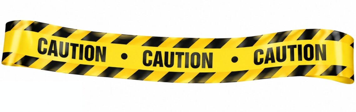 Yellow Black Caution Safety Tape Isolated Background