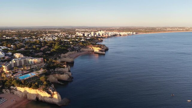 Scenic aerial view of the algarve coastline near armacao de pera