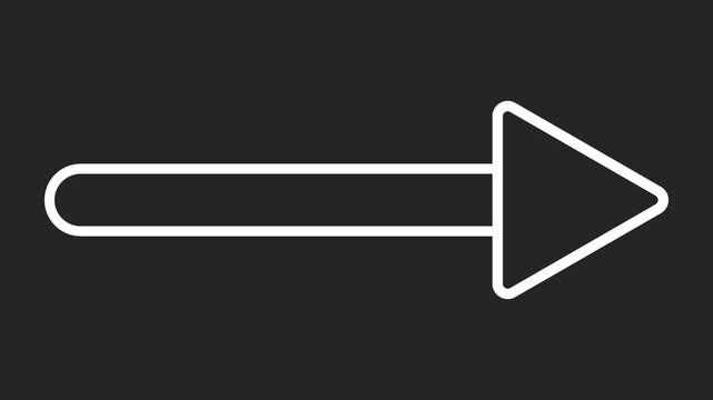 White outline arrow pointing right animation. User interface navigation animation. HD video with black background. Seamless loop video.