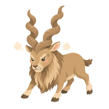 Angry Markhor Goat Cartoon Clipart