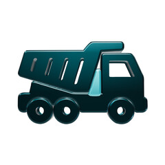 3d glossy teal dump truck isolated on a black background, for construction industry © REZAUL