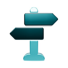 Dark teal directional signpost with two pointing arrows isolated on a white background © REZAUL