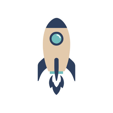 Flat rocket illustration isolated on transparent background