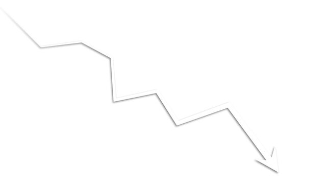 Downward zigzag arrow line decline loss and falling trend animation