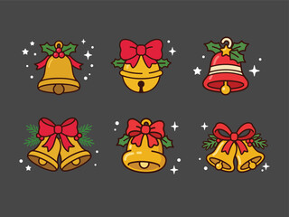 Naklejka premium Christmas Bell Cartoon Illustration for Holiday Cards Decorations and Festive Design