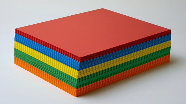 a neat stack of vibrant, multicolored eva foam sheets