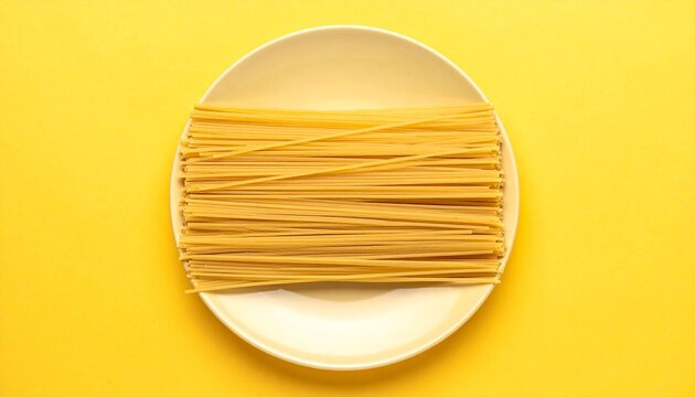 A plate of pasta isolated on solid royal blue background
8