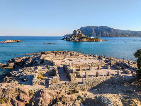 Ancient Ruins of Agios Stefanos Overlooking Kastri Island in Kefalos, Kos
