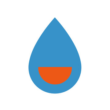 Blue teardrop shape with orange semi-circle