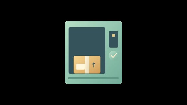 Animated parcel locker opening with package delivery box