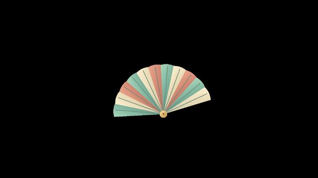 Animated Folding Hand Fan Opening and Waving Motion Graphic