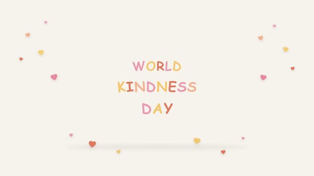 World kindness day typography pattern with colorful hearts