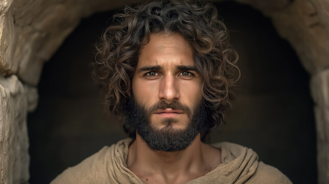 Joseph in an ancient Egyptian prison, sitting alone in a dim stone cell with faith and hope