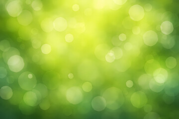 Fototapeta premium Soft abstract vibrant green spring bokeh background with gentle glowing sunlight dots and copy space