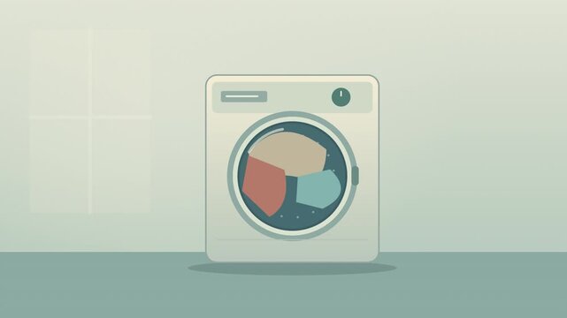 Spinning Washing Machine Cleaning Clothes Animation