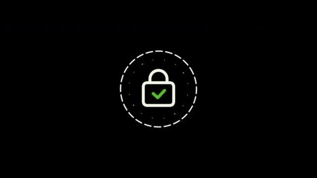 Cyber security lock icon on transparent background, Digital data protection, Secure login animation