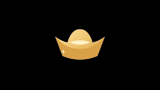 Chinese Golden Ingot Shining Animation for Wealth and Prosperity