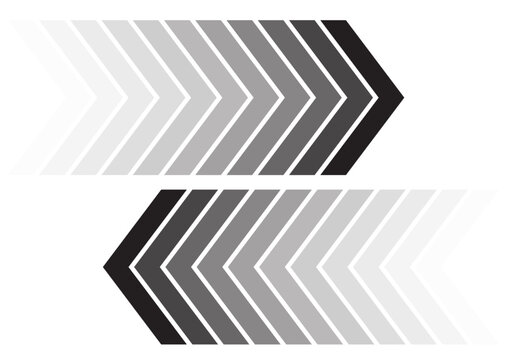 Black and White Gradient Arrow Banner Set Chevron Ribbon Shape with Grayscale Gradient, Vector Design Elements