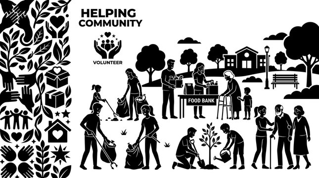vector illustration image of  helping community.