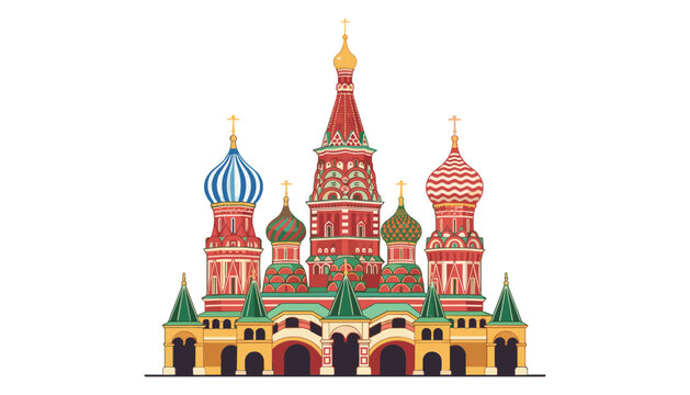 Saint Basils Cathedral vector illustration of famous Russian landmark on Red Square in Moscow city travel icon