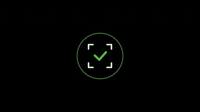 Green verification circle checkmark icon animation, digital success symbol, verified status graphic