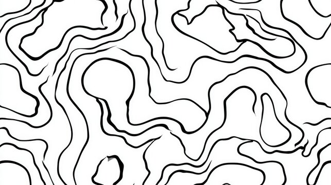 Seamless pattern with hand-drawn wavy black lines on a white background. This minimalist design is perfect for abstract backgrounds or creative graphic textures.