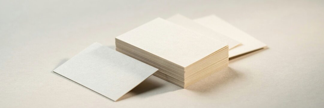 Blank stationery stack, white card paper notepad, minimal note cards with envelopes and open cover on bright background