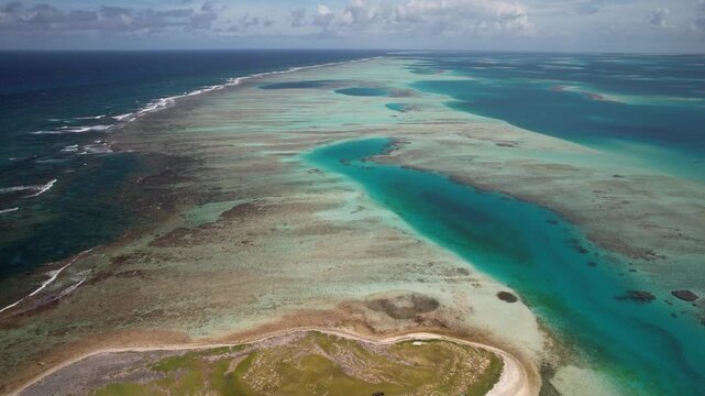 Aerial view of Los Roques archipelago in Venezuela.