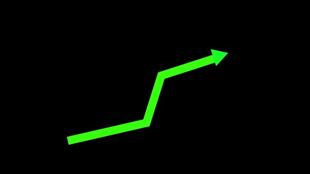 Rising arrow showing growth progress and success in a simple business concept animation