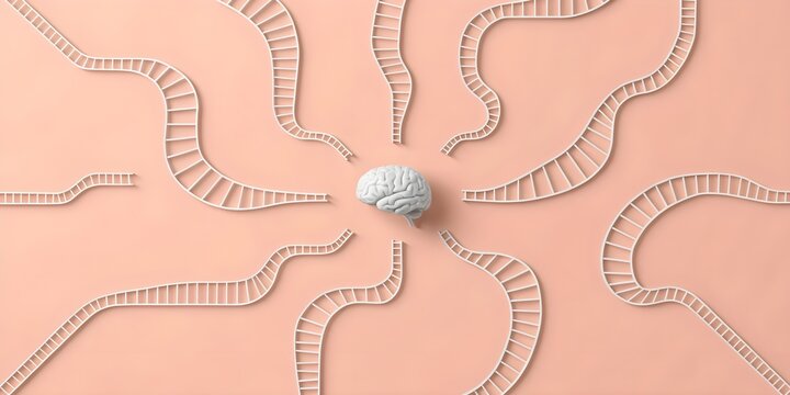 Abstract brain maze with winding pathways, complex thinking and decision-making concept