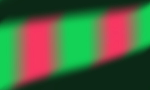 Abstract green and pink blurred diagonal stripe wave on dark background. Soft green and red light beam gradient effect over dark backdrop