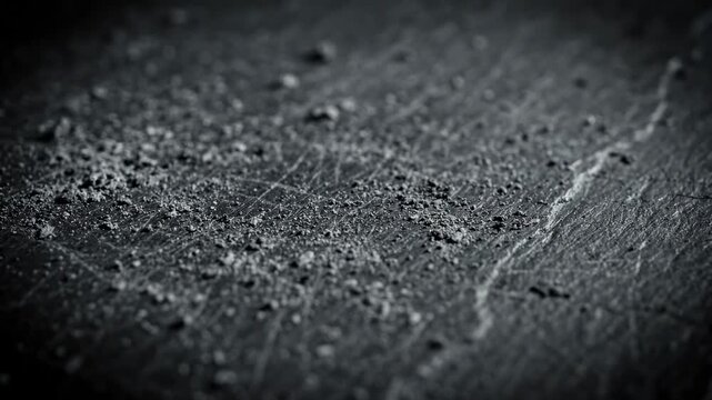 Fine dark particles falling on textured surface