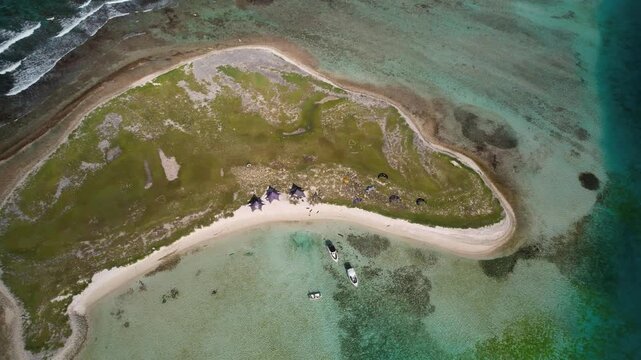 Aerial view of Los Roques archipelago beach, Venezuela.
