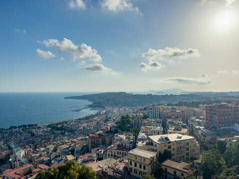 Panoramic View of Naples and the Mediterranean Coast in Southern Italy