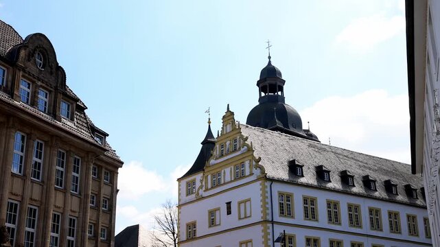 the historic city of paderborn germany 4k video with a pan