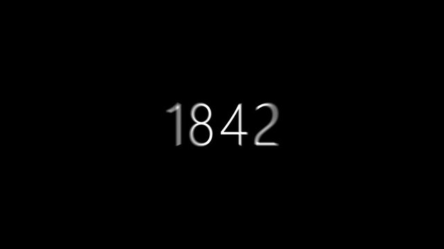 Time travel, white numbers counting down to the past. Time machine. 4k video for your project. Historical Vintage Timeline Zoom In from 2027 to 1800s Journey Through Centuries Countdown timeline .