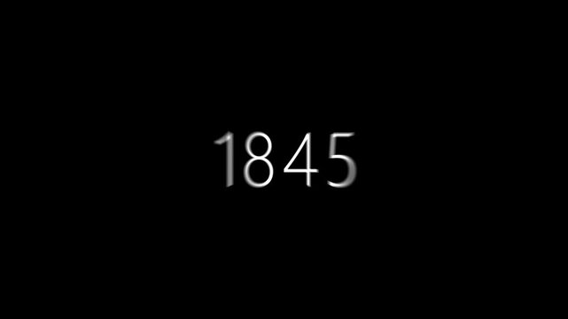 Time travel, white numbers counting down to the past. Time machine. 4k video for your project. Historical Vintage Timeline Zoom In from 2027 to 1803s Journey Through Centuries Countdown timeline .